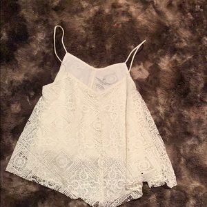 American Eagle white flowy lace tank top